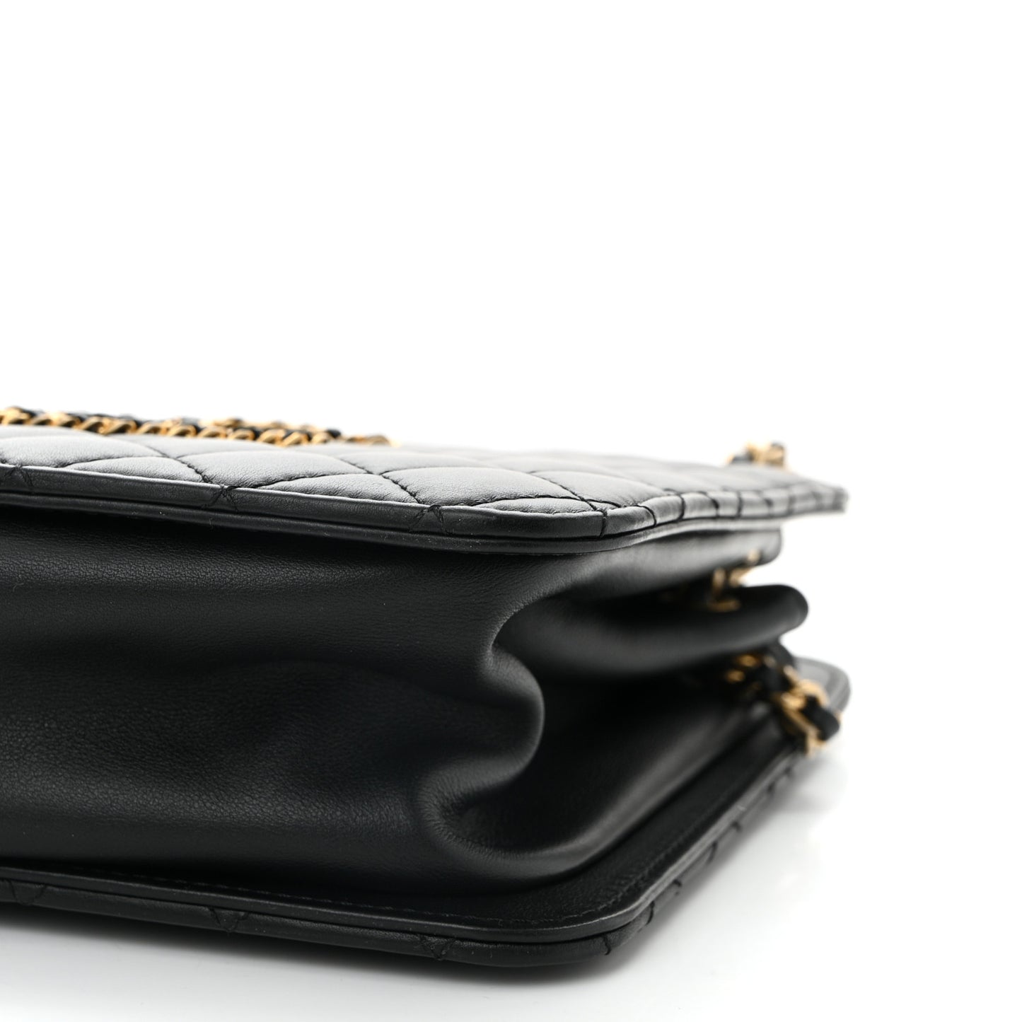 Calfskin Quilted CC Chain Accordion Tote Black