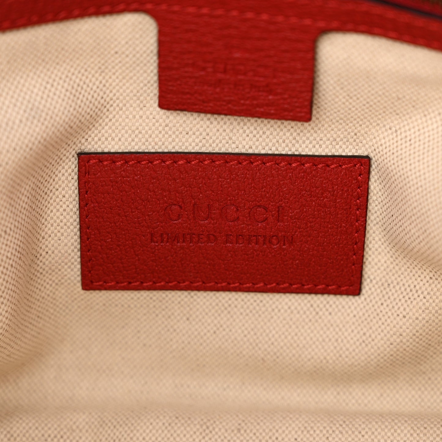 Soft GG Supreme Monogram Web Bosco Patch Small Crossbody Tote Beige Malva Hibiscus Red