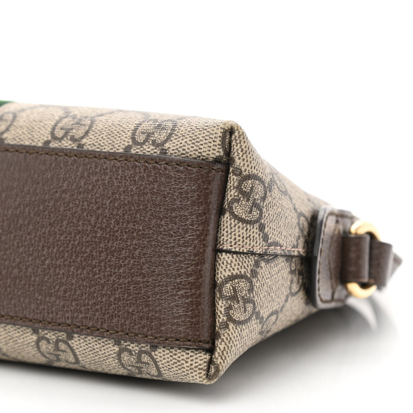 GG Supreme Monogram Textured Dollar Calfskin Web Small Ophidia Dome Shoulder Bag Beige Ebony New Acero