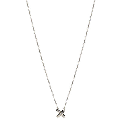 Tiffany 18K Yellow Gold Diamond Cross Stitch Pendant Necklace 1 of 6