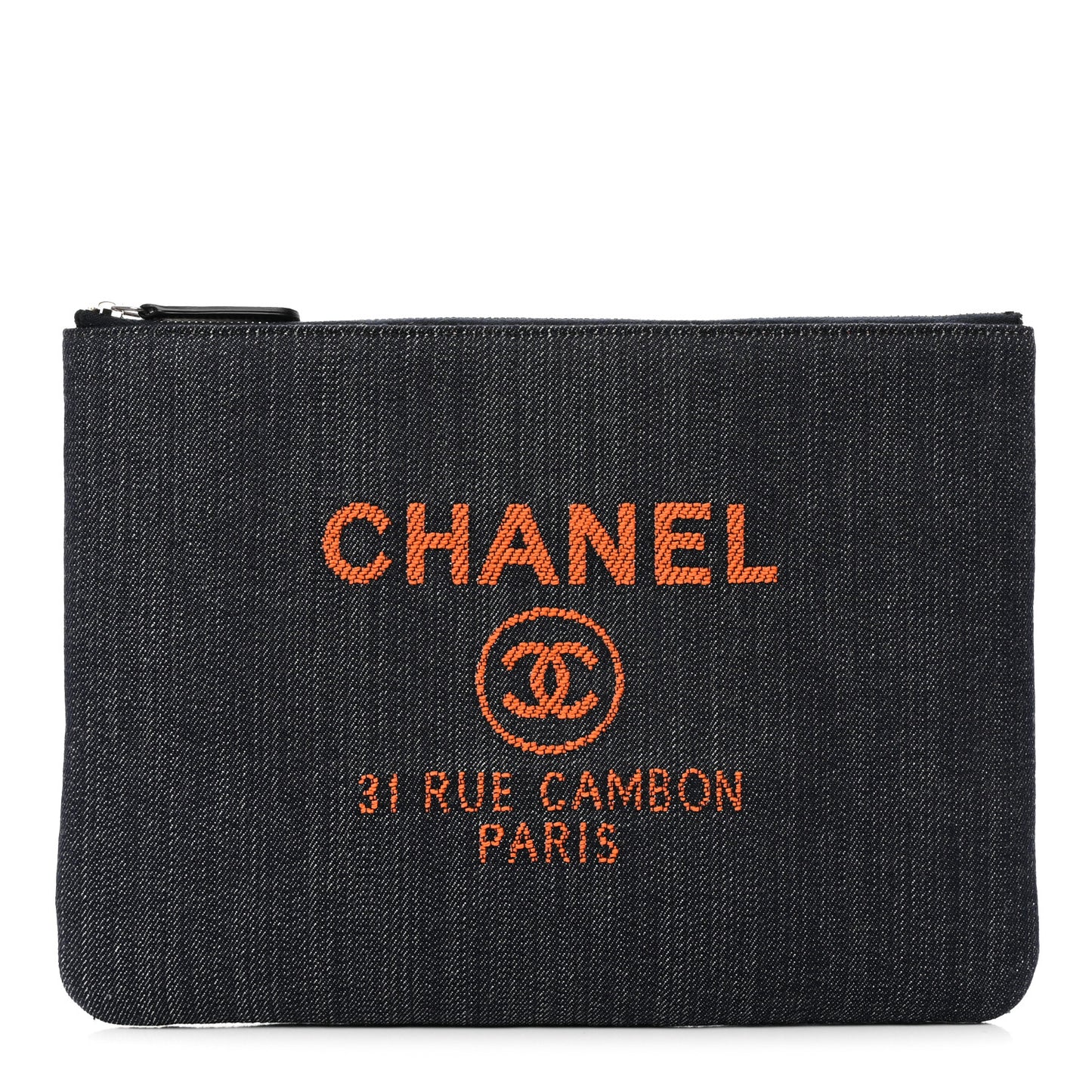 Denim Medium Deauville Pouch Clutch Blue Orange