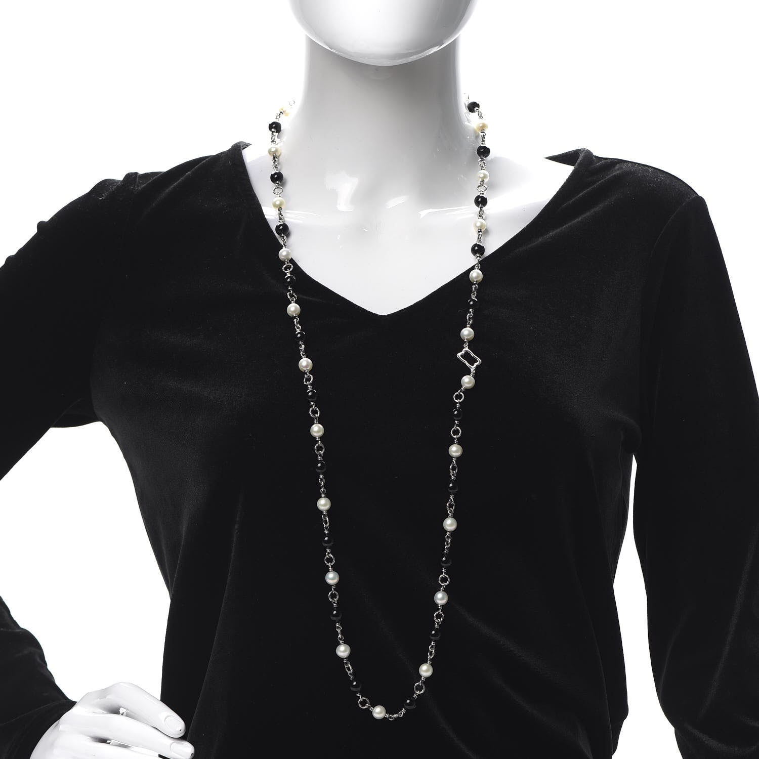 David Yurman Sterling Silver Black Onyx Pearl Bijoux Necklace 2 of 6