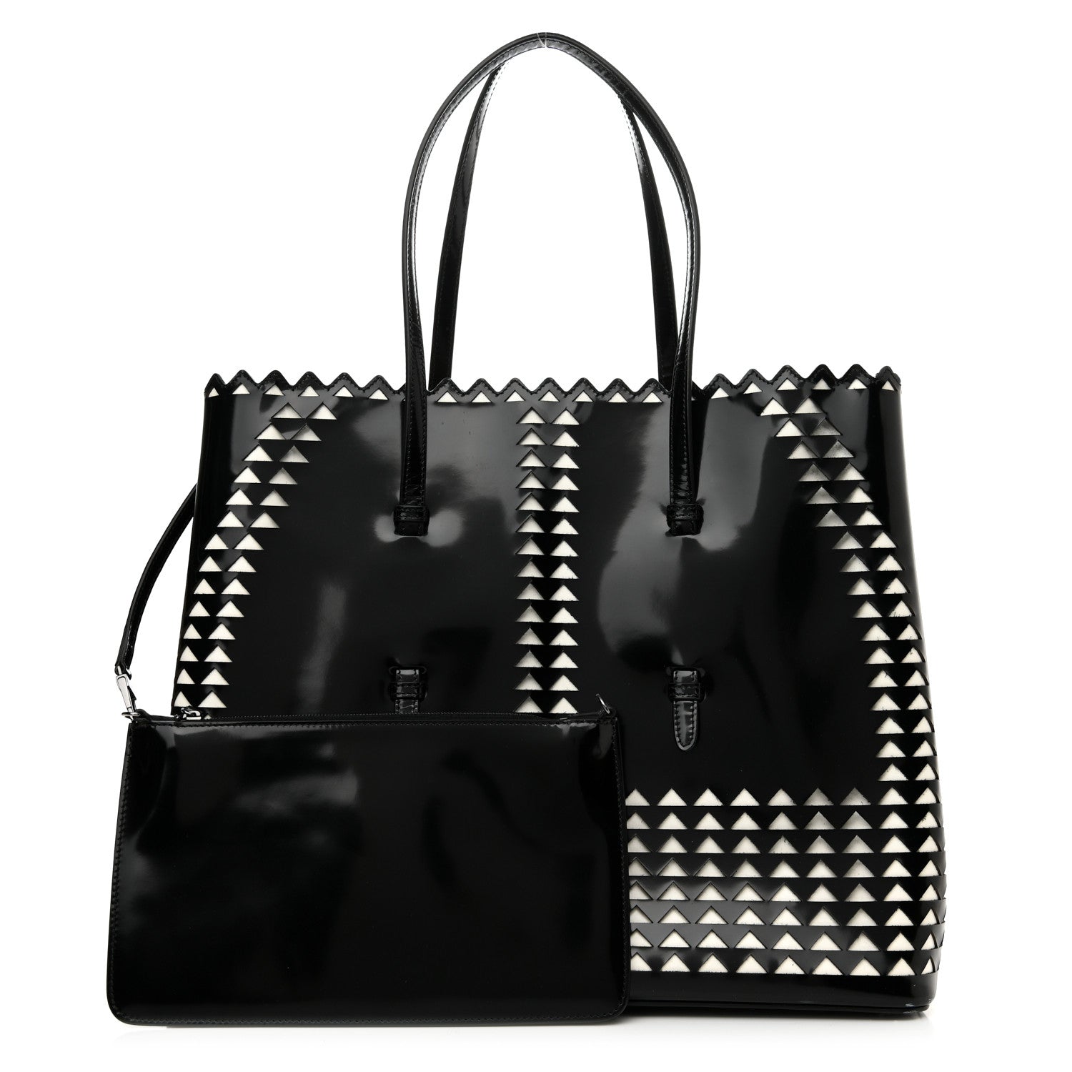 Alaia Patent Laser Cut Tote Black 1 of 10