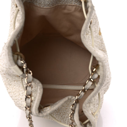 Chanel Lurex Boucle Deauville Drawstring Bucket Bag Ivory 5 of 14