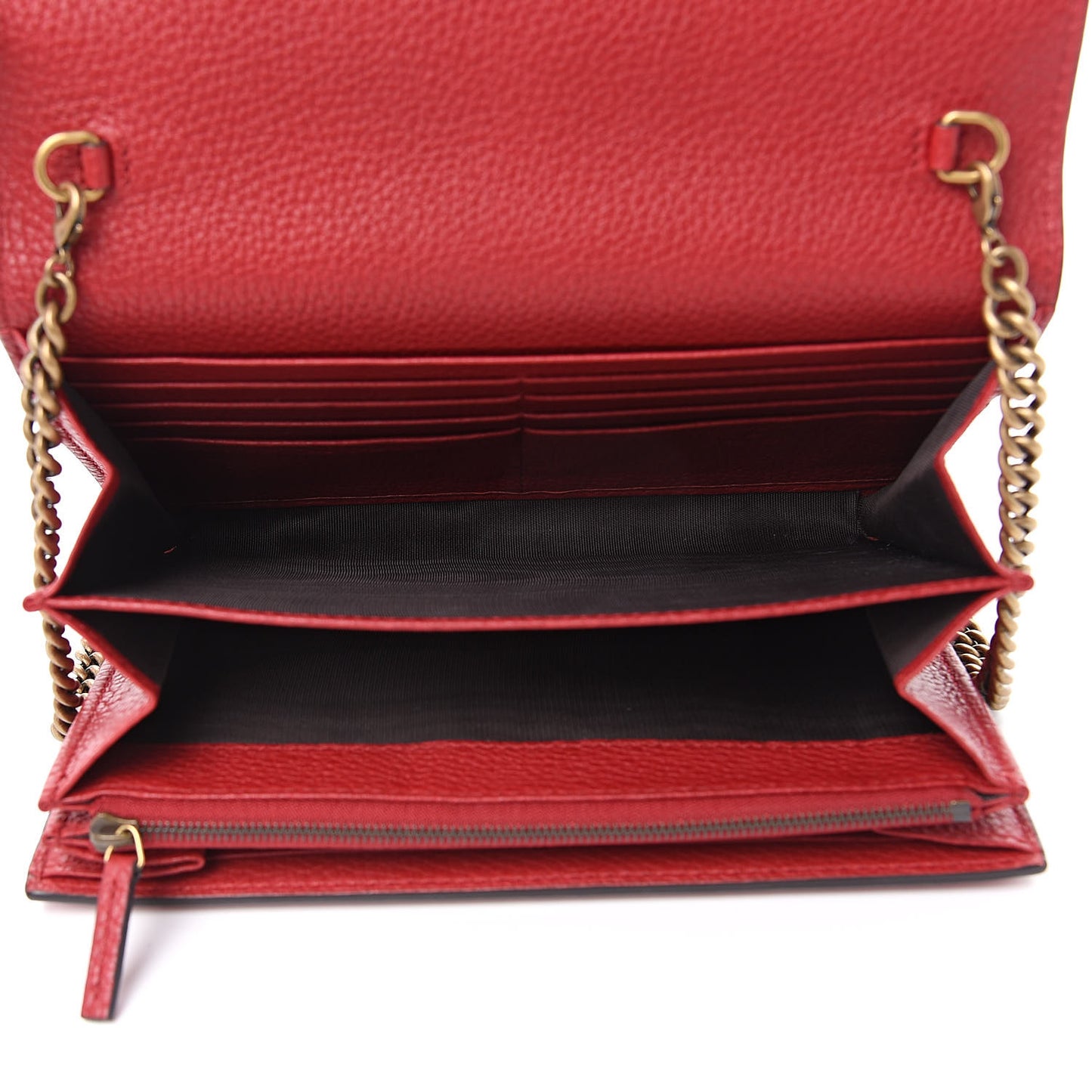 Calfskin GG Marmont Chain Wallet Vulcanic Red