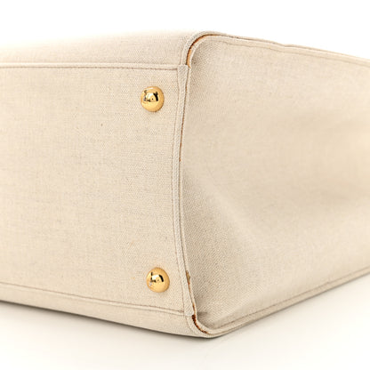 Fendi Canvas Vitello King Logo Embroidered Medium Fendi Sunshine Shopper Tote Grezzo Ghianda 9 of 18