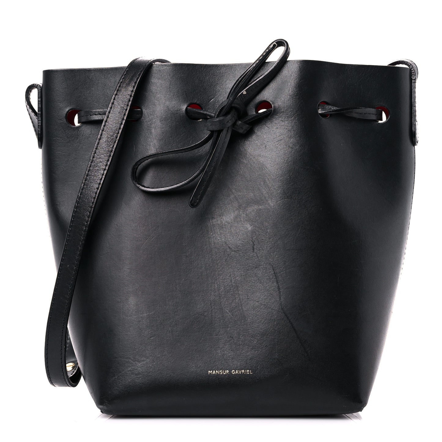 Calfskin Mini Bucket Bag Black Flamma