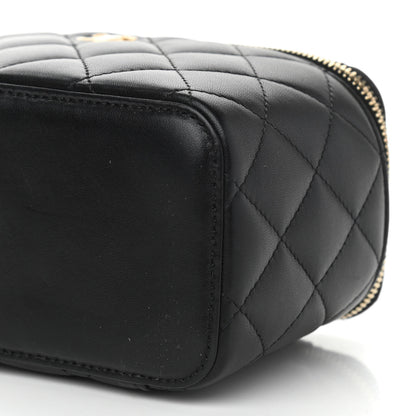Chanel Lambskin Quilted Small Pearl Crush Vanity Case With Chain Black 10 of 11
