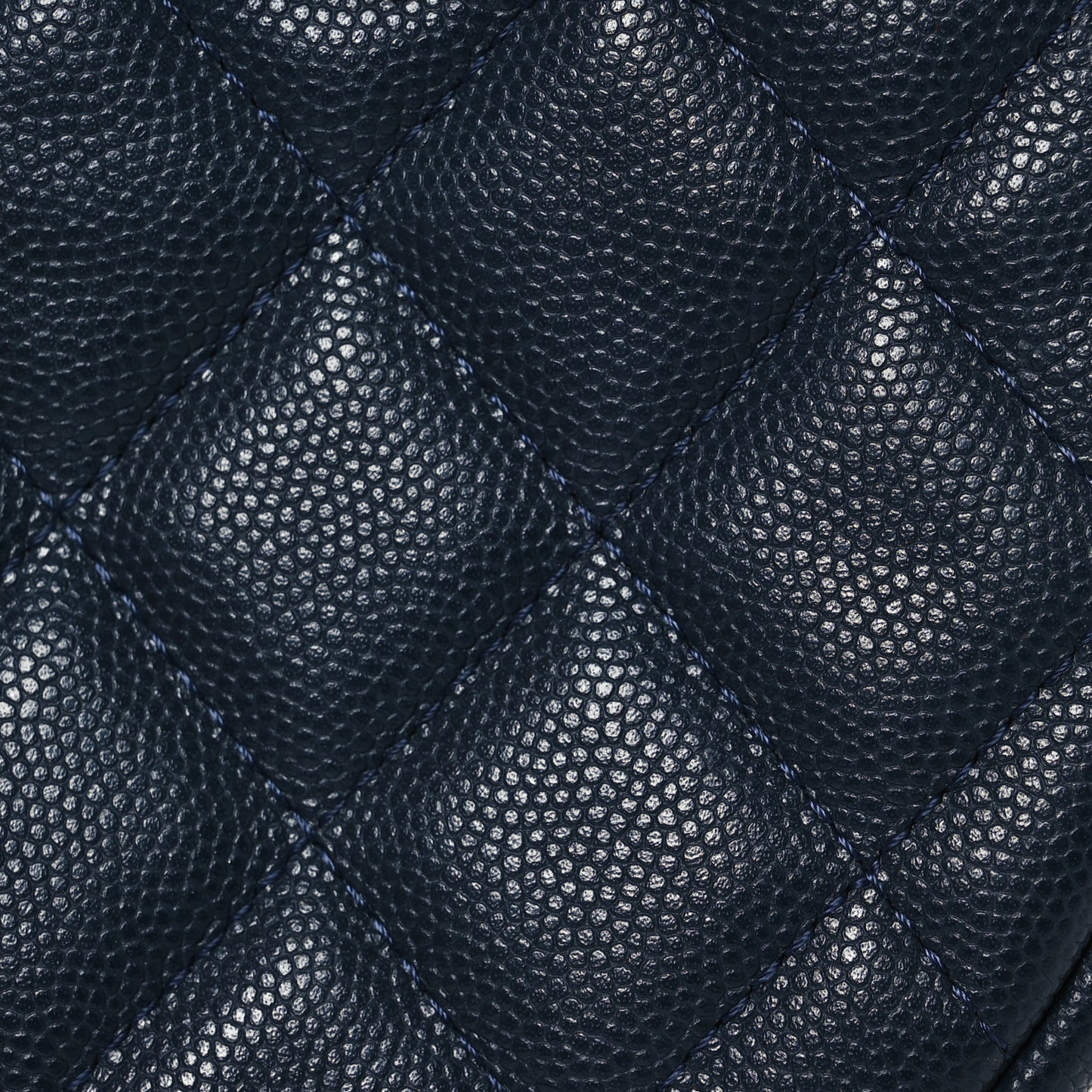Caviar Quilted Round Clutch With Chain Navy