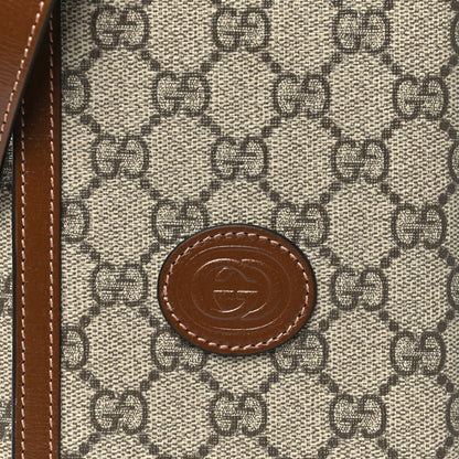 Gucci Supreme Monogram Textured Calfskin Retro Interlocking G Medium Wallet On Strap Beige Ebony Brown Sugar 8 of 10