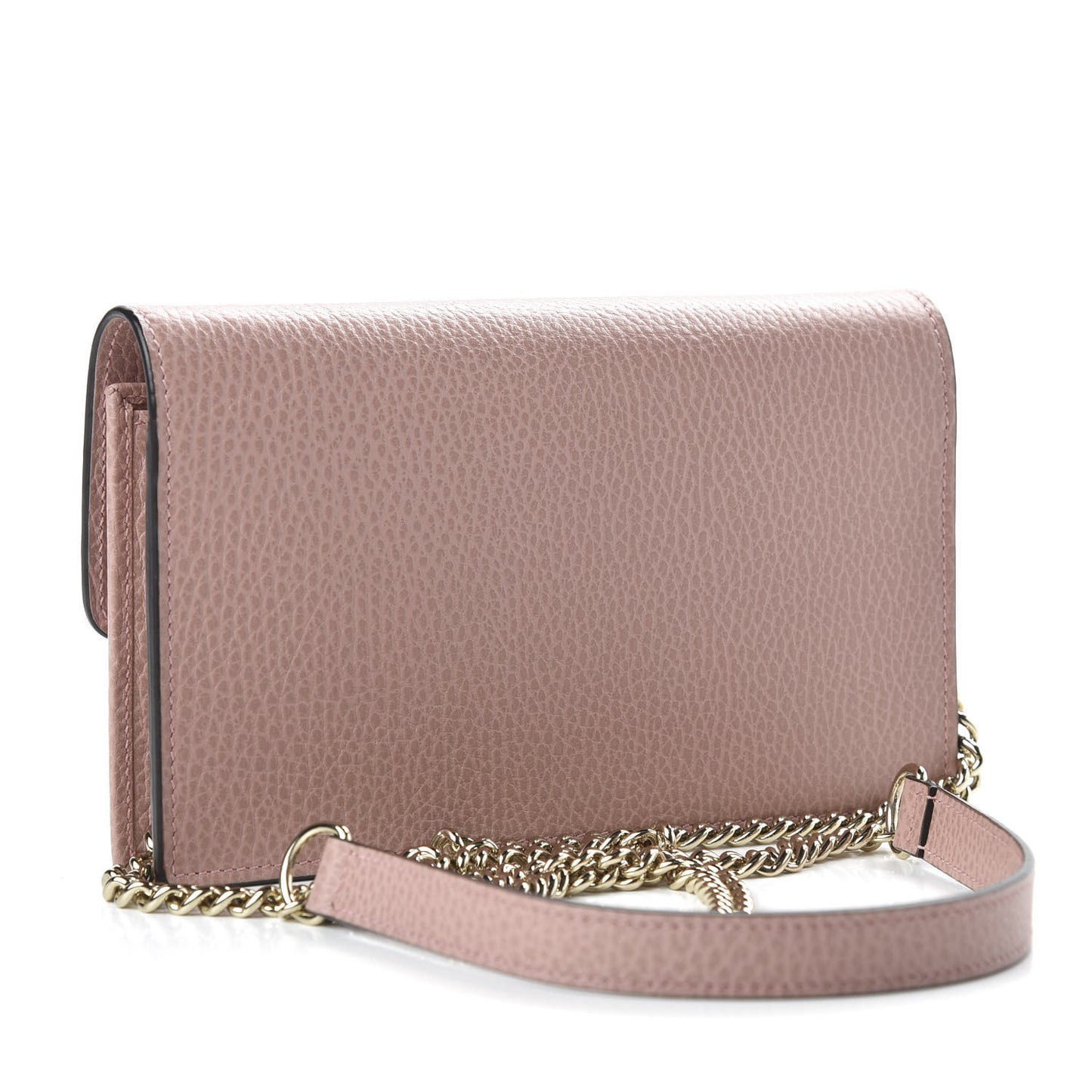 Dollar Calfskin Interlocking G Chain Wallet Soft Pink