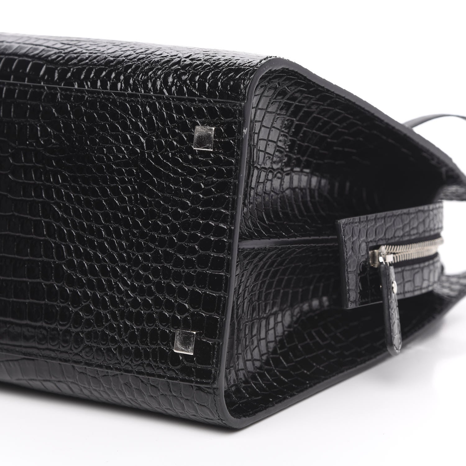 Saint Laurent Croc Calfskin Embossed Medium Uptown Tote Black 9 of 10
