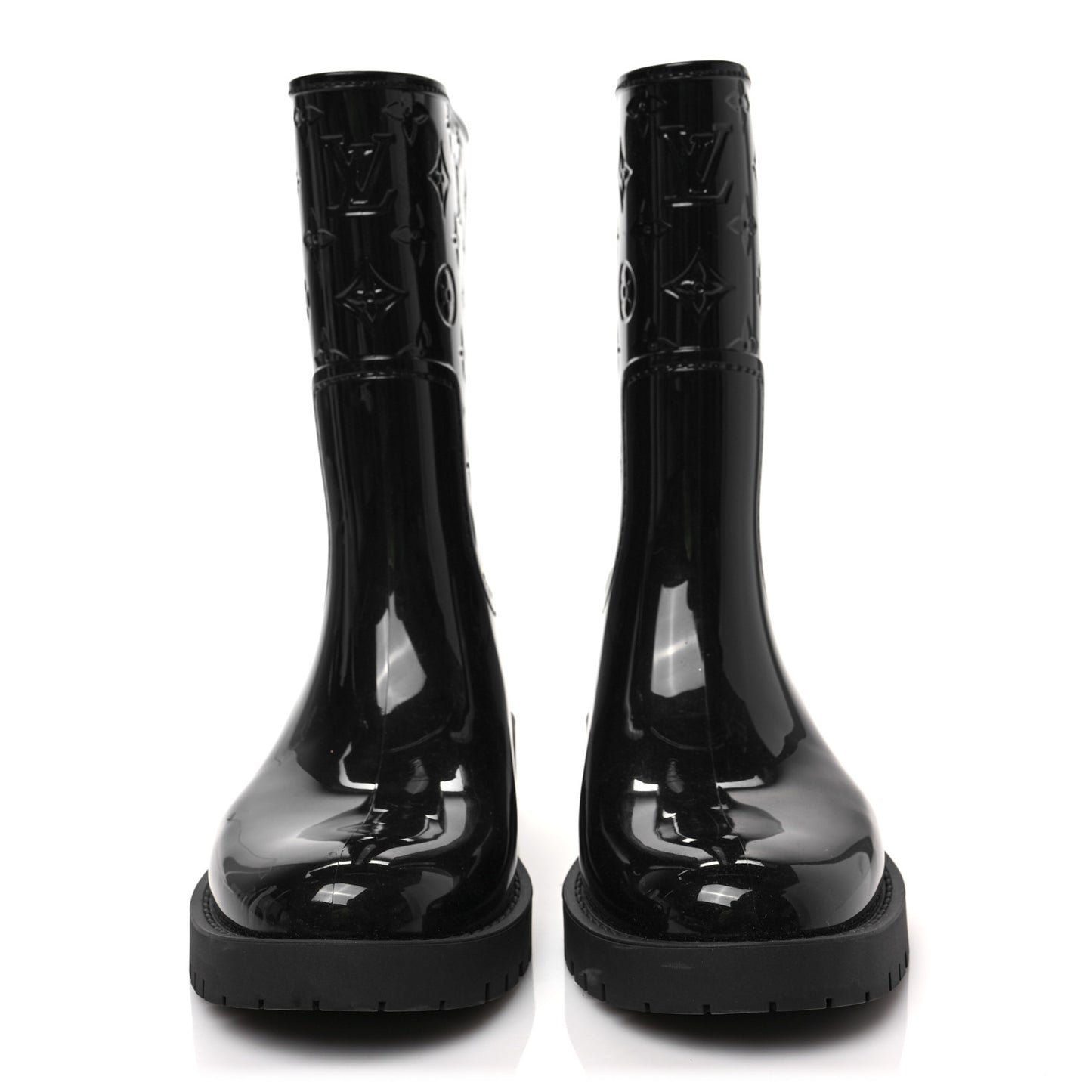 Rubber Embossed Monogram Drops Flat Half Boots 37 Black