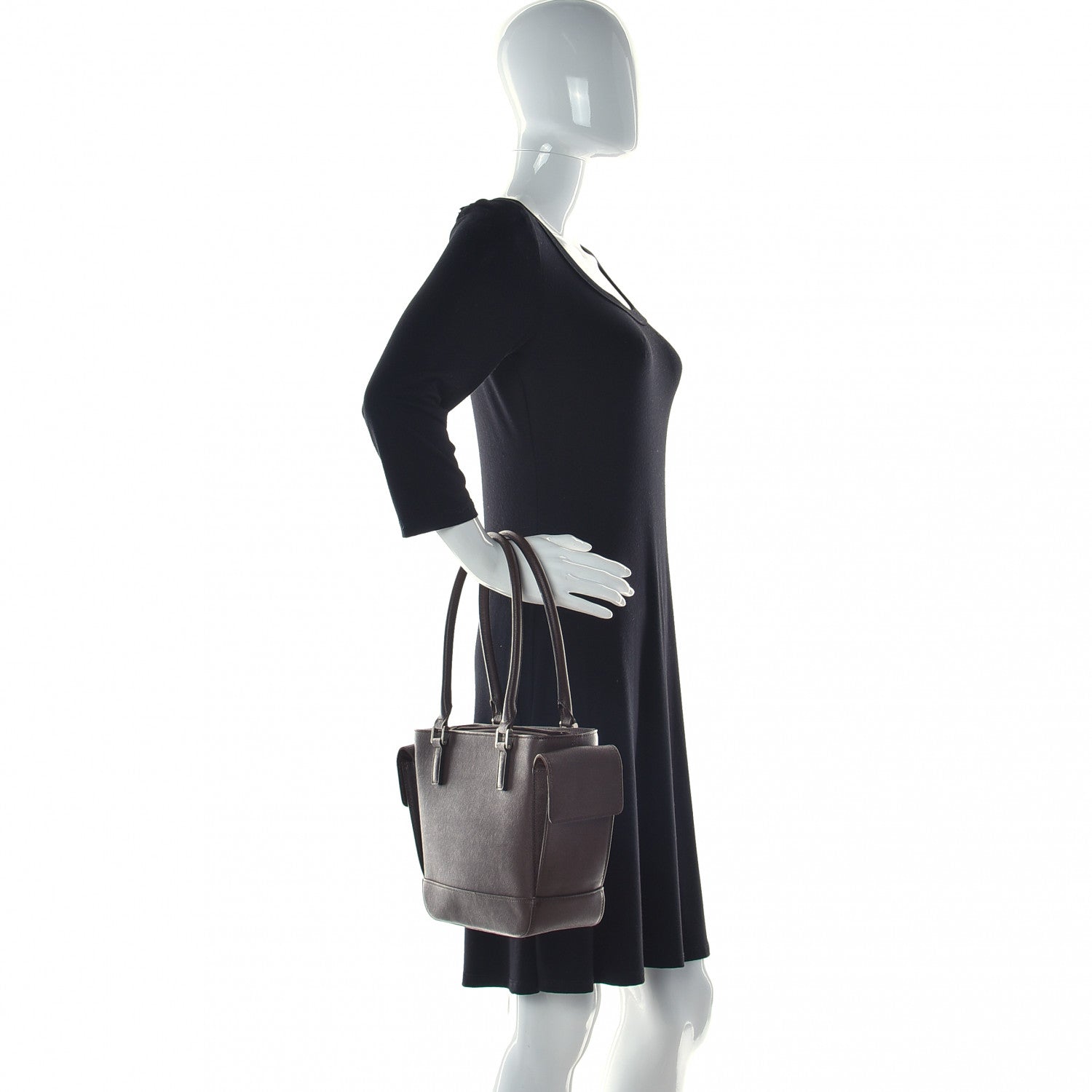 Burberry Saffiano Top Handle Tote Brown 3 of 12