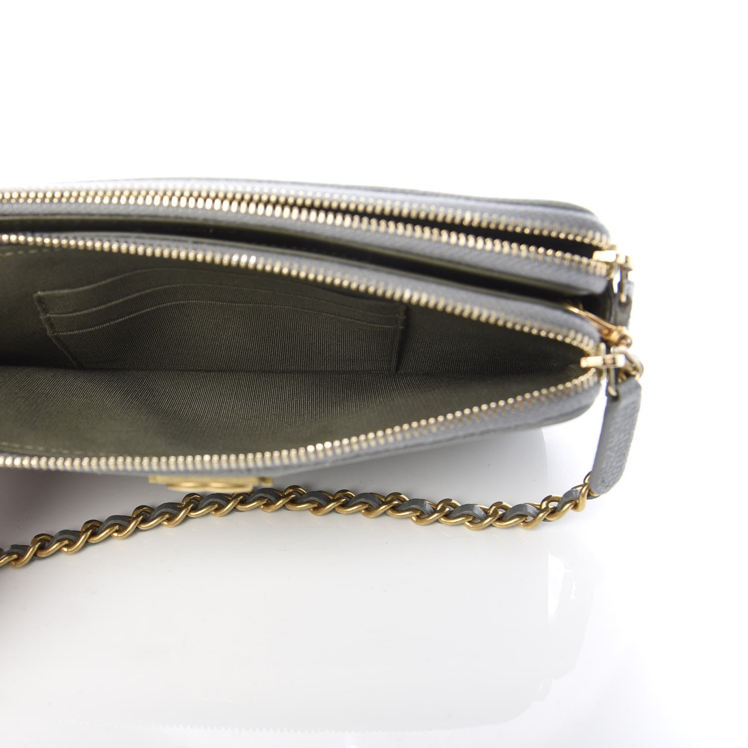 Chanel Caviar Quilted Small Boy Clutch With Chain Grey 5 of 16