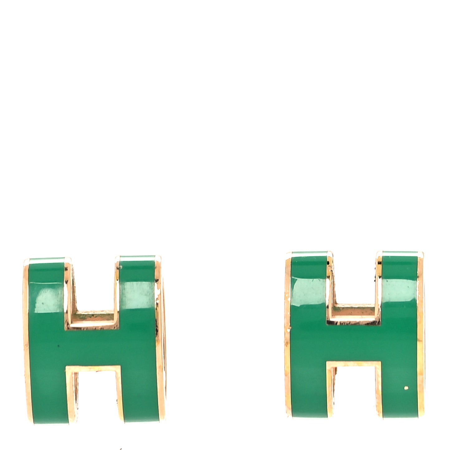 Rose Gold Lacquered Pop H Earrings Malachite