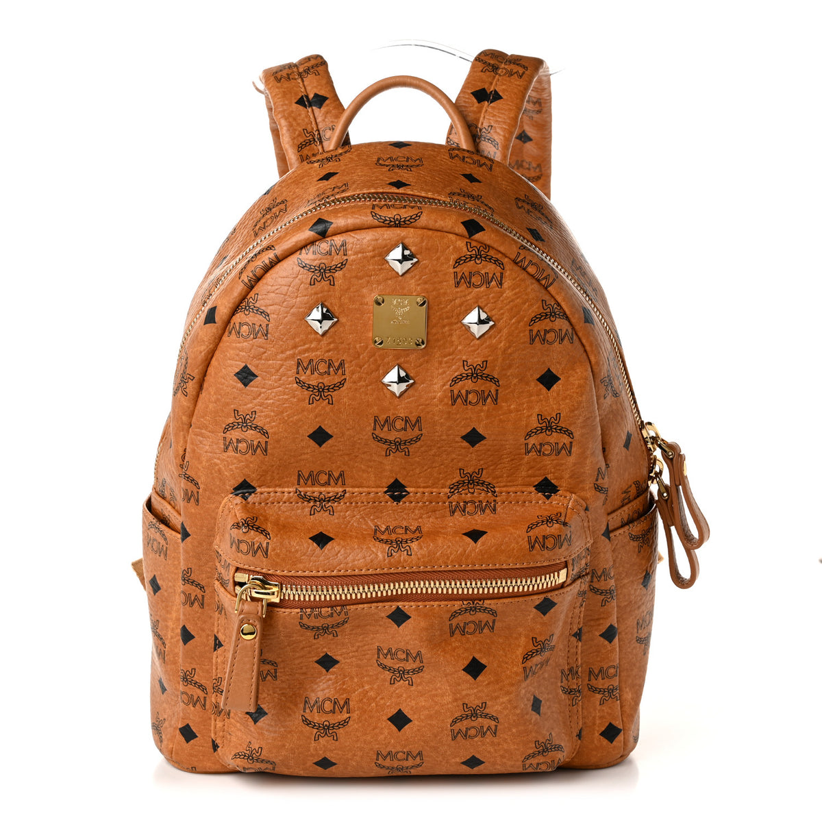 MCM Visetos Small Sprinkle Stud Stark Backpack Cognac 1 of 10