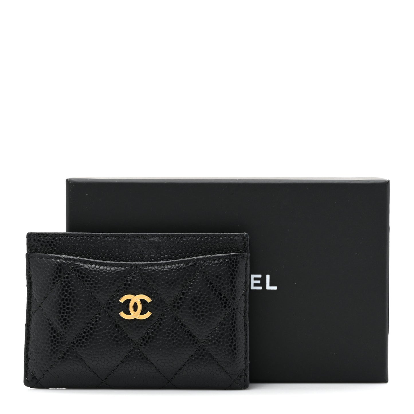 Caviar Quilted Card Holder Black