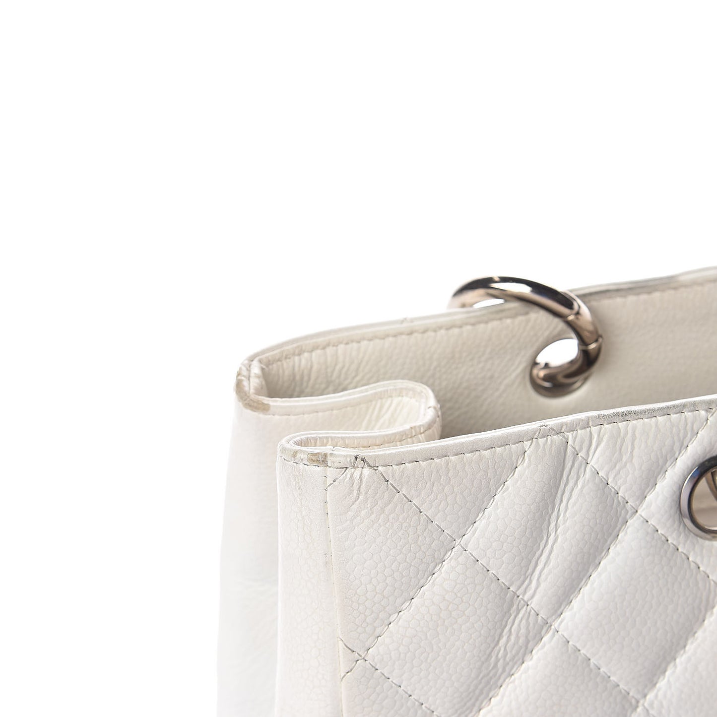 Caviar Quilted Grand Shopping Tote GST White