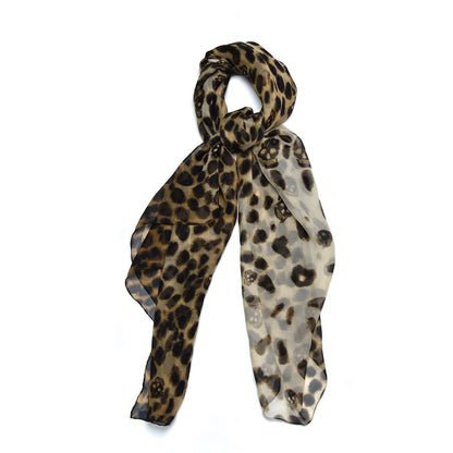 Alexander McQueen Cashmere Silk Leopard Skull Scarf Brown 1 of 4