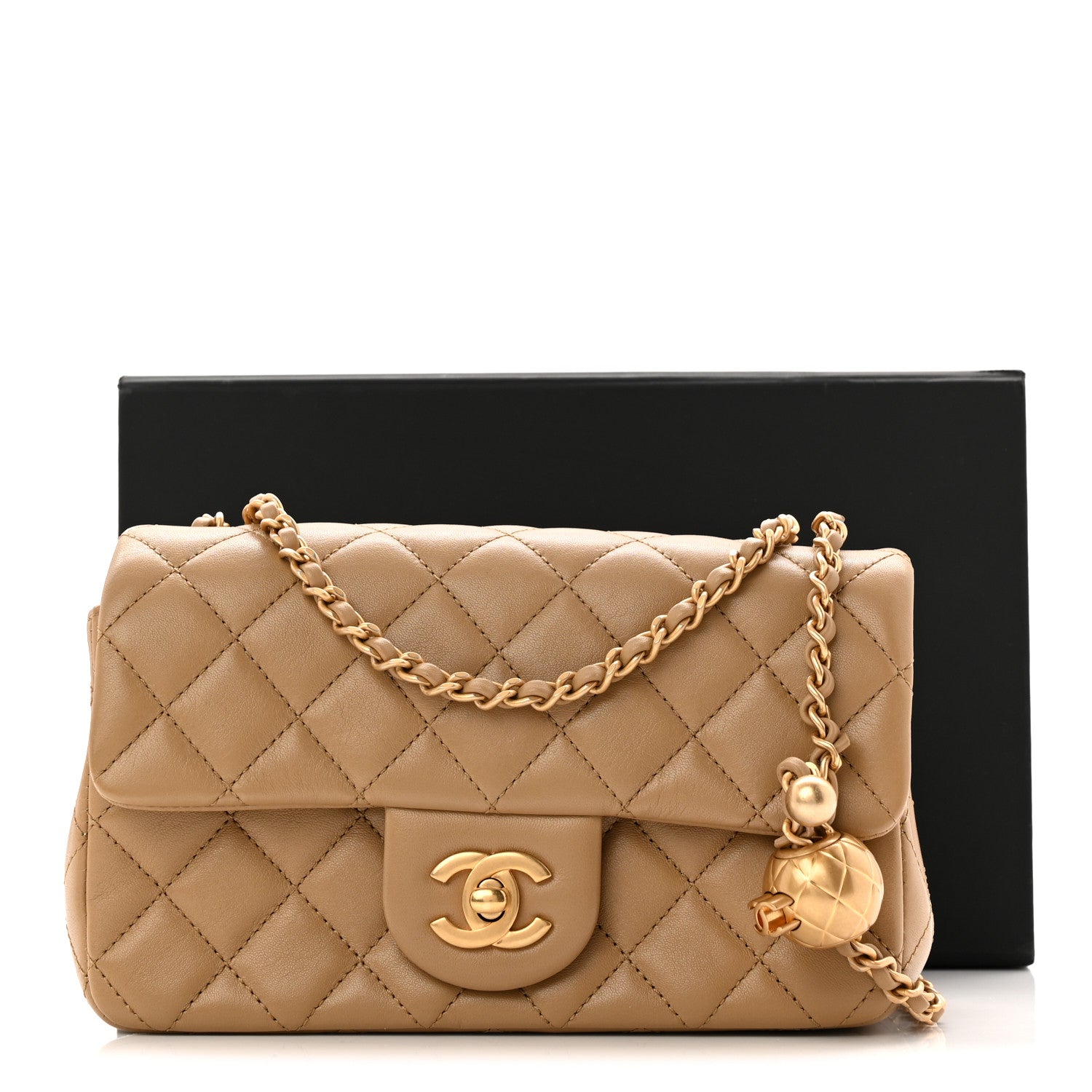 Chanel Lambskin Quilted Mini Rectangular Pearl Crush Flap Dark Beige 11 of 11
