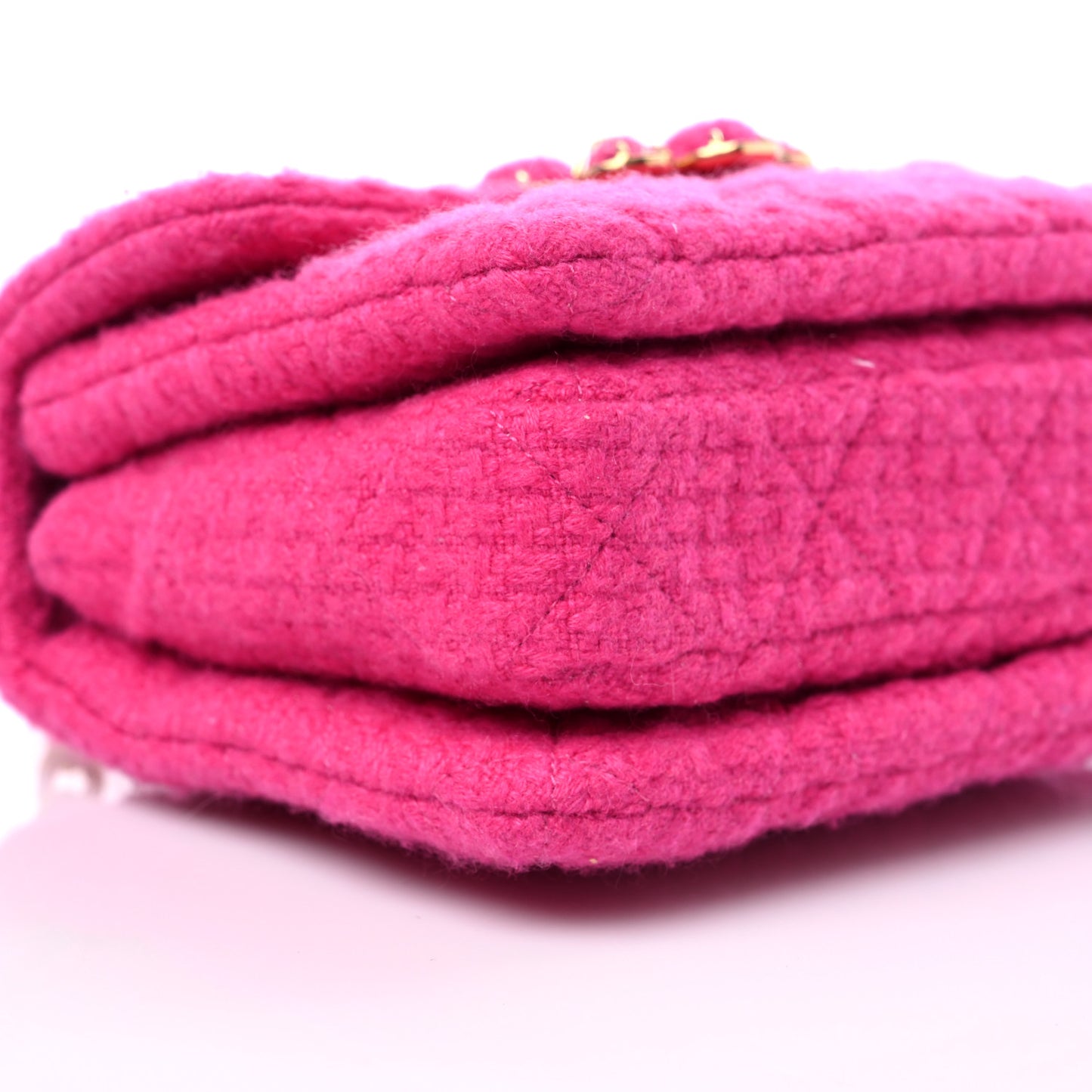 Cashmere Tweed Quilted Mini Bijoux Flap Fuchsia