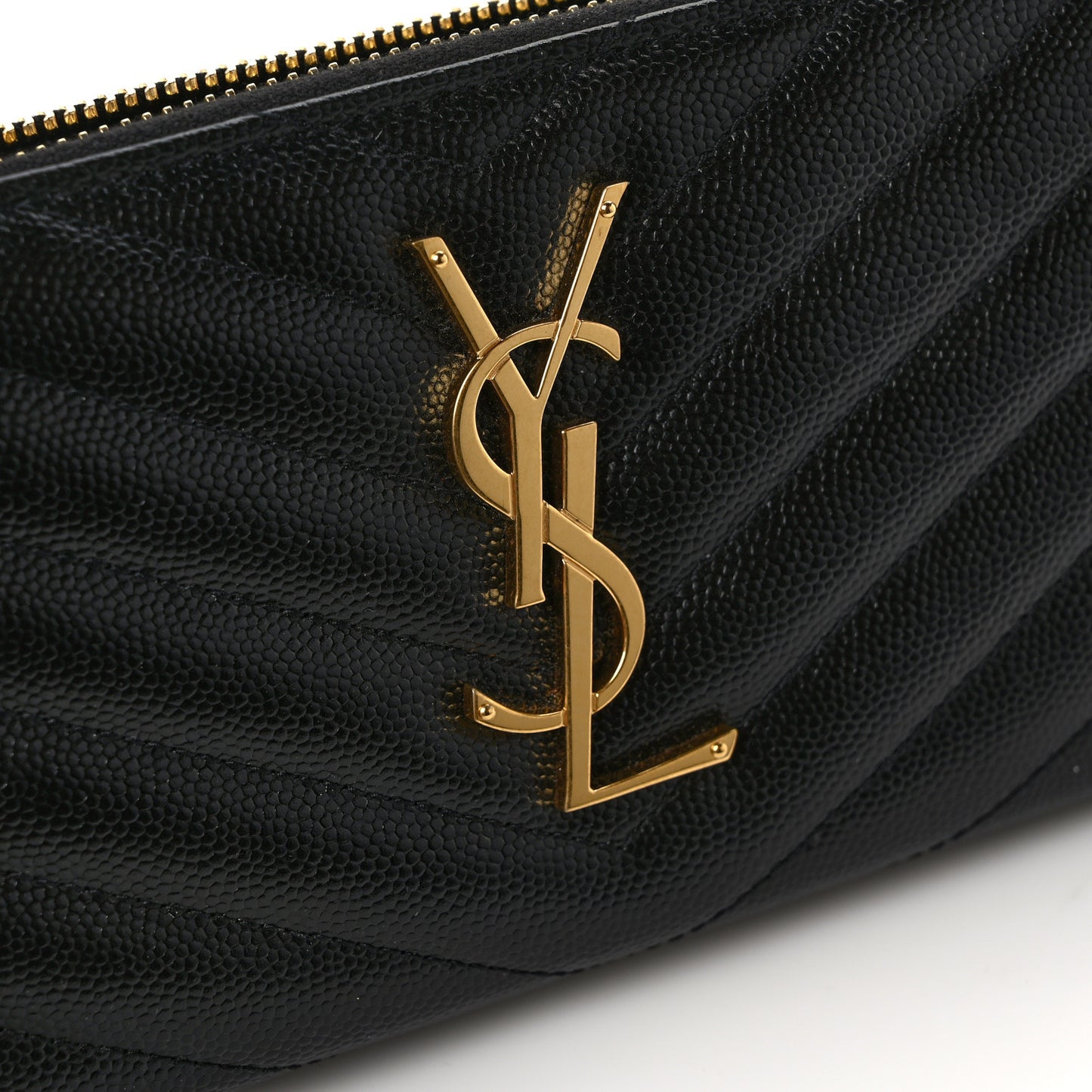Grain De Poudre Matelasse Chevron Monogram Zip Around Wallet Black