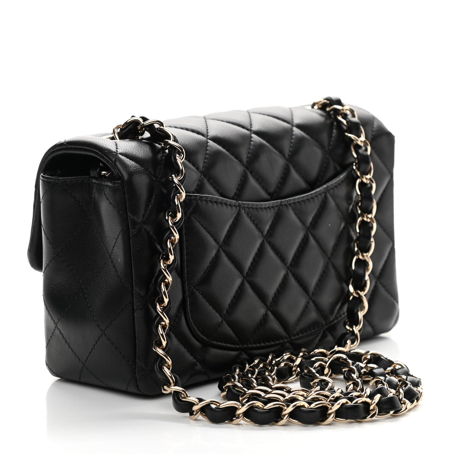 Lambskin Quilted Mini Rectangular Flap Black