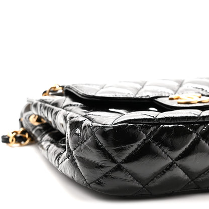Chanel Shiny Crumpled Calfskin Quilted Small Wavy CC Hobo Black 9 of 10