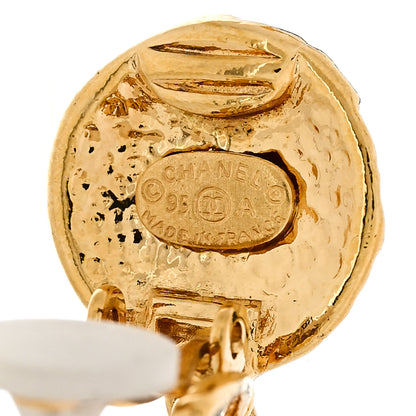 Chanel Metal CC Logo Drop Clip On Earrings Gold 4 of 5