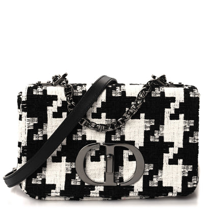 Christian Dior Tweed Macro Houndstooth Small Caro Bag Black White 1 of 11