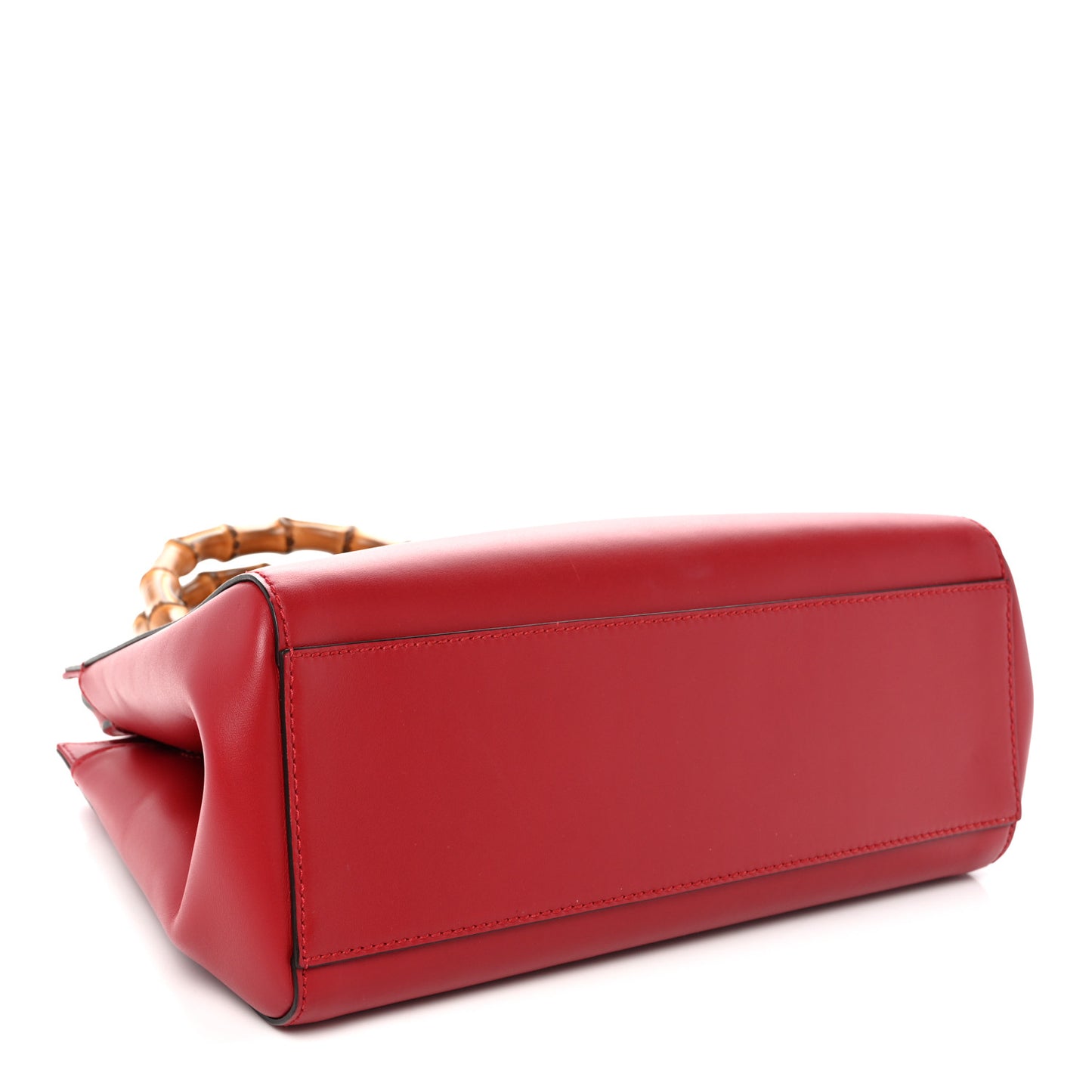 Nappa Bamboo Small Nymphaea Top Handle Bag Hibiscus Red