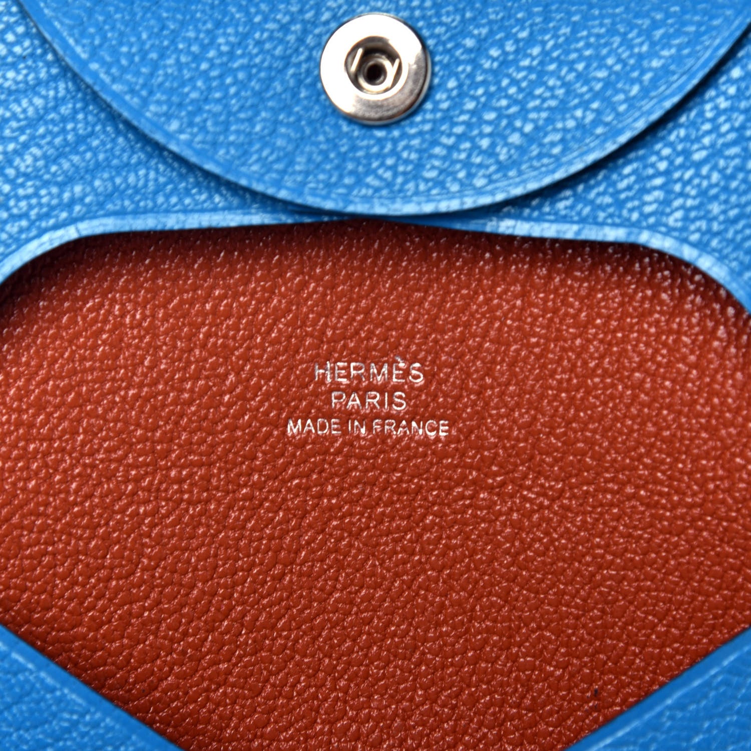 Hermes Chevre Mysore Bastia Verso Coin Purse Bleu Frida Cuivre 6 of 7