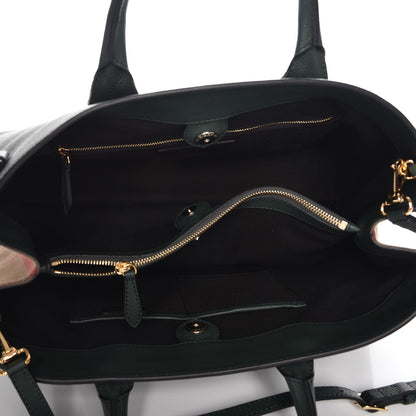 Burberry Grainy Calfskin House Check Large Banner Tote Dark Bottle Green 6 of 7