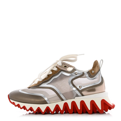 Christian Louboutin Metallic Patent Mesh Suede Sharkina Flat Sneakers 35 Brown 1 of 9