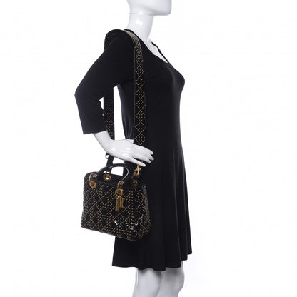 Christian Dior Patent Studded Medium Supple Lady Dior Black 2 of 10