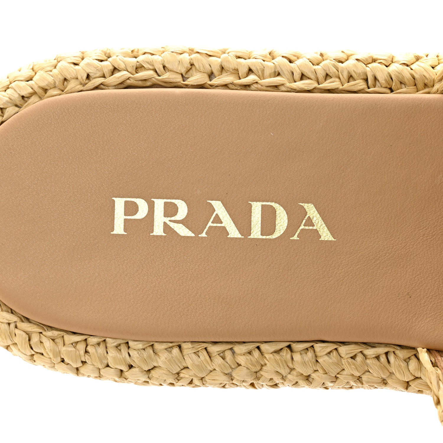 Prada Raffia Metal Triangle Logo Woven Flatform 35mm Slide Sandals 39 Naturale 7 of 10