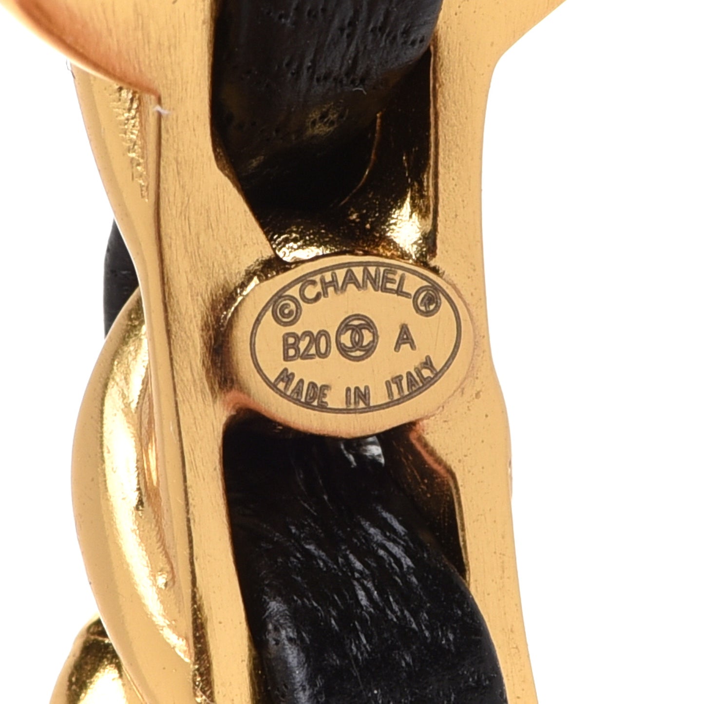 Lambskin Pearl More Is More CC Chain Hoop Earrings Gold Black