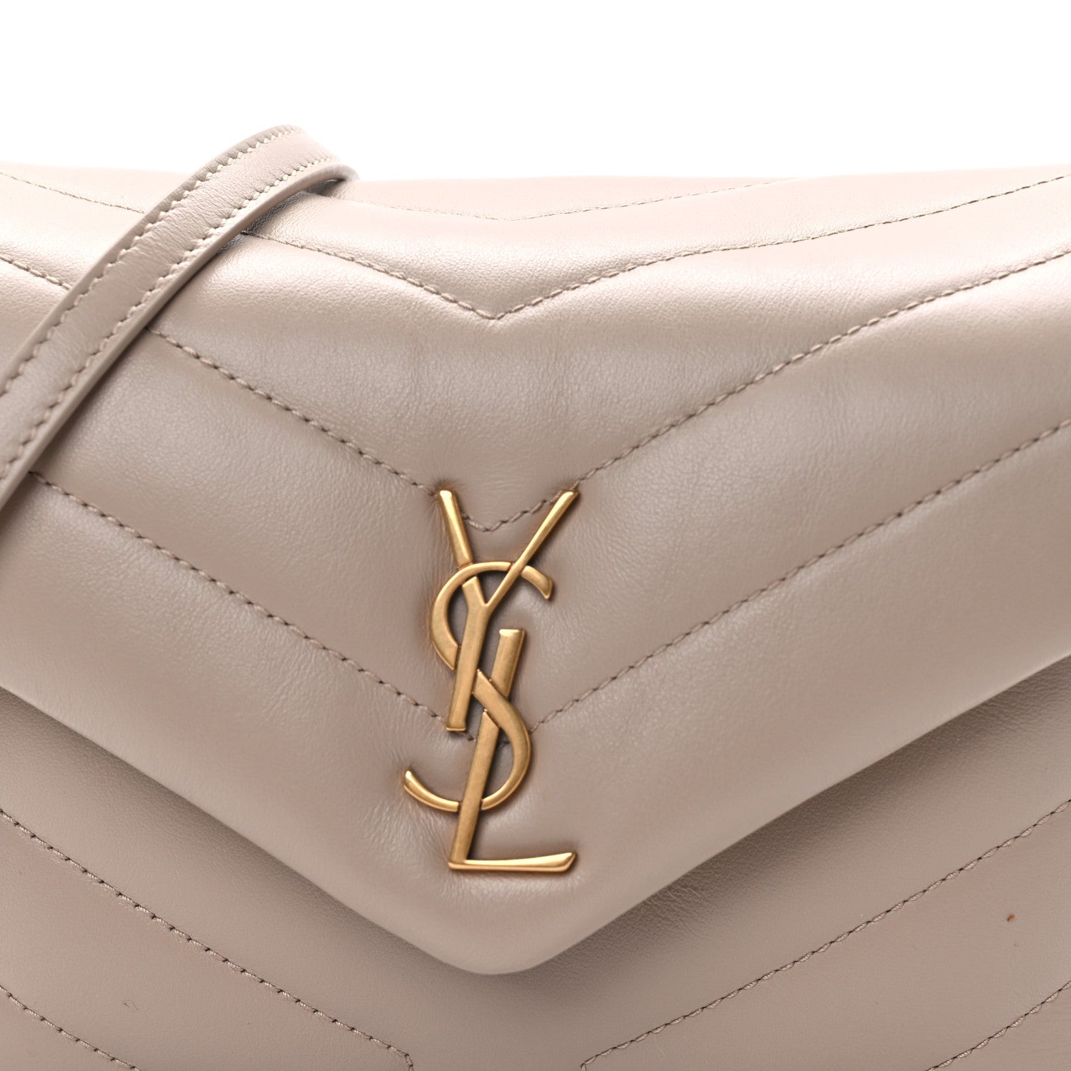Saint Laurent Calfskin Y Quilted Monogram Toy Loulou Crossbody Bag Dark Beige 8 of 10