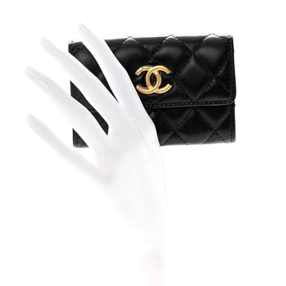 Chanel Lambskin Quilted Flap Card Holder Black 2 of 9