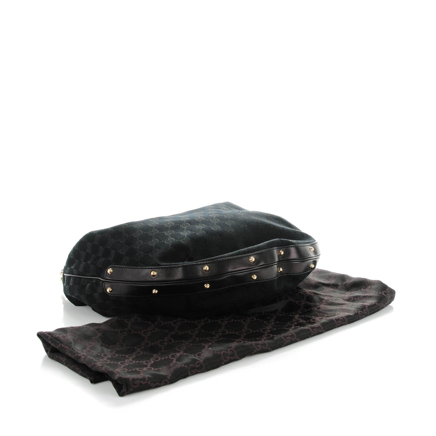 Gucci Monogram Biba Studded Hobo Black 4 of 9