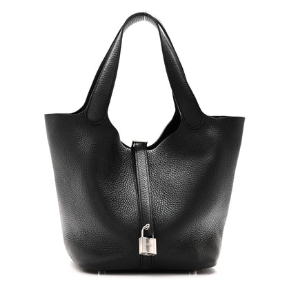 Hermes Taurillon Clemence Picotin Lock 22 MM  Black 1 of 10