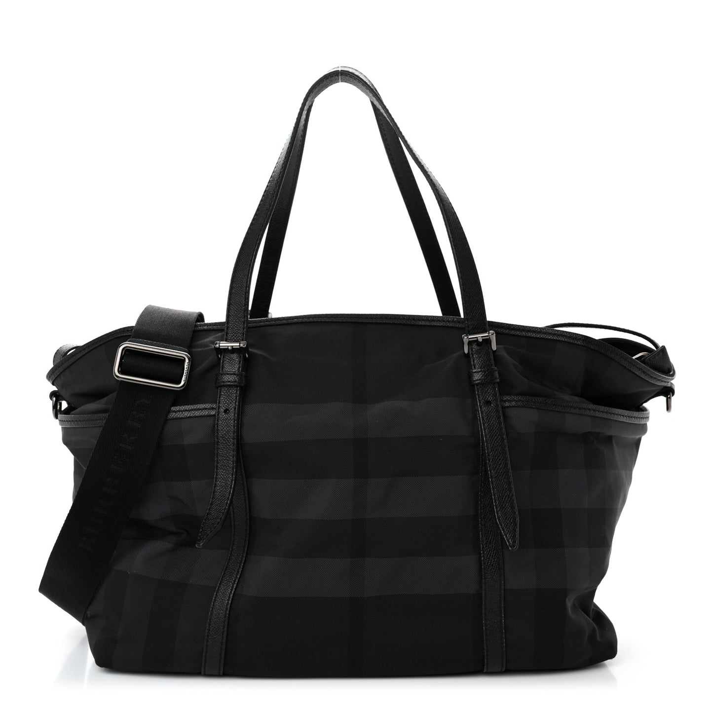 Nylon House Check Diaper Bag Black