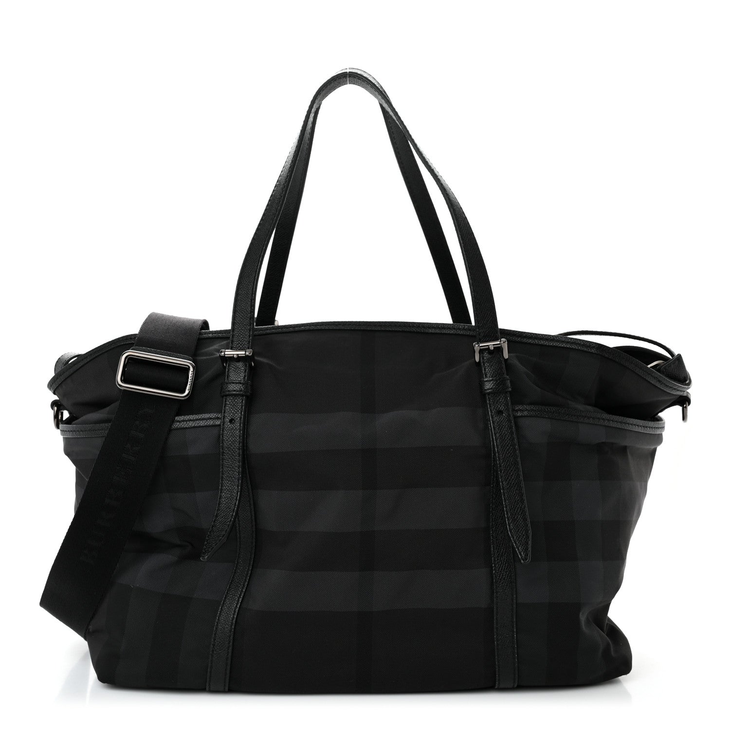 Burberry Nylon House Check Diaper Bag Black 3 of 15