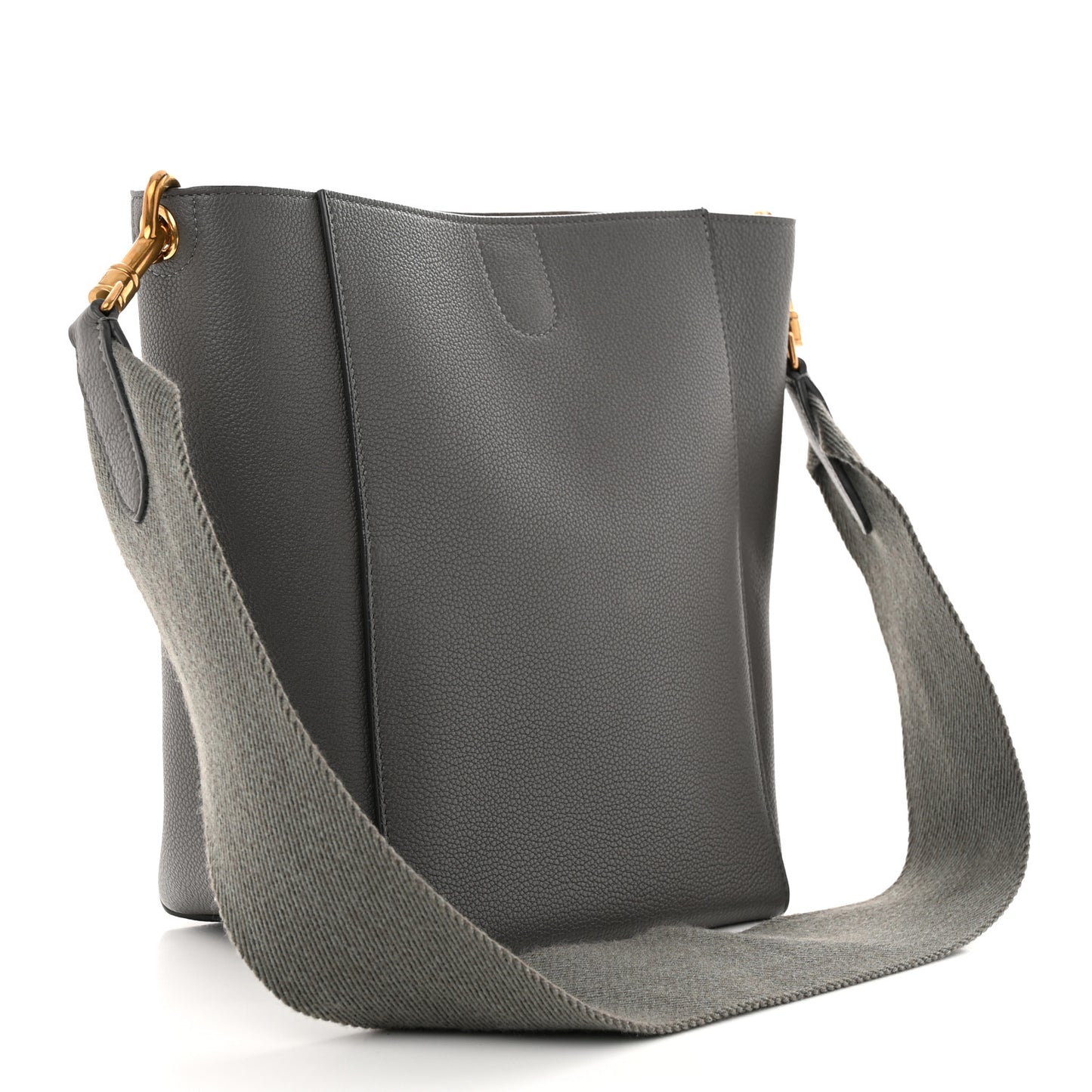 Soft Grained Calfskin Small Sangle Bucket Bag Kohl