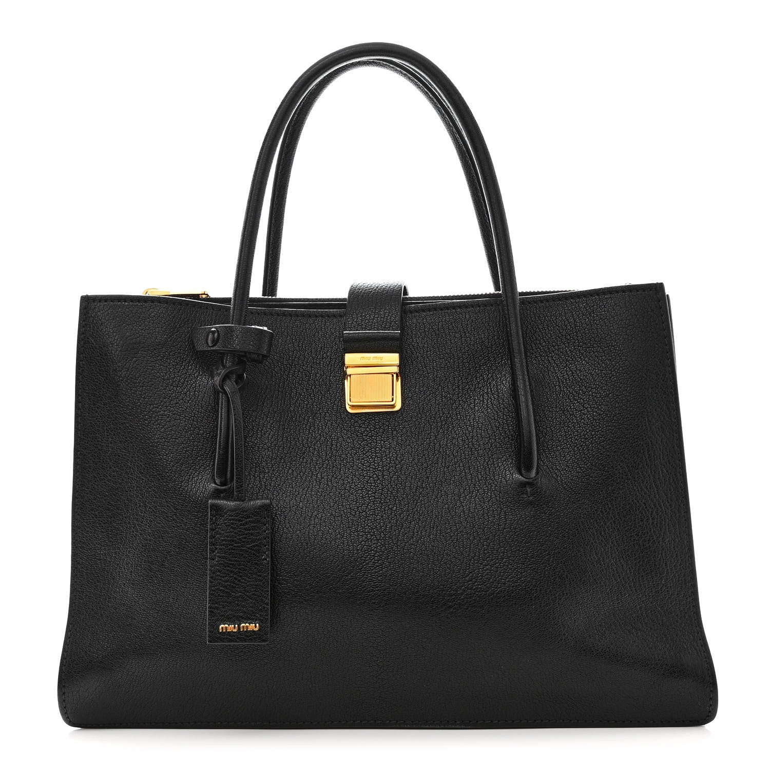 Miu Miu Goatskin Madras Tote Black 1 of 18