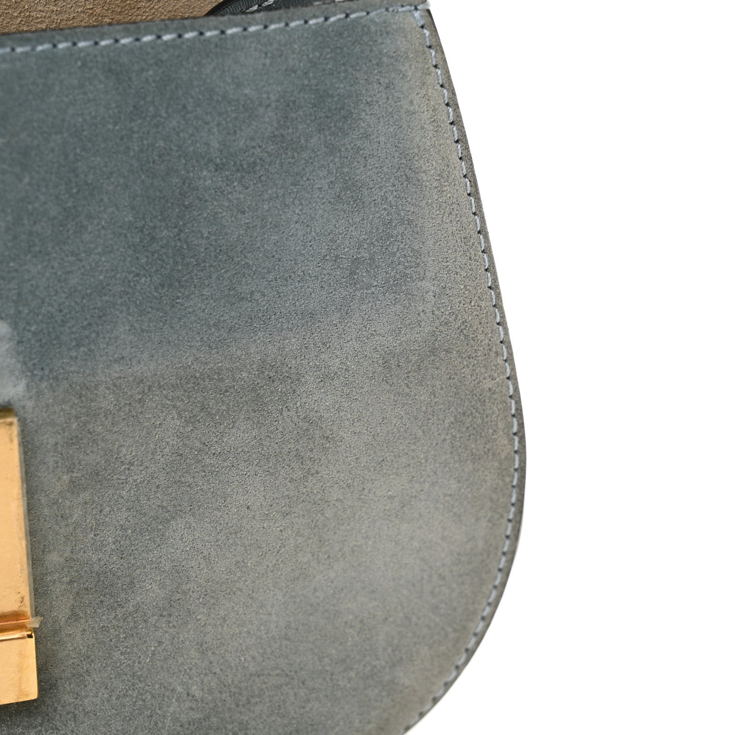 Chloe Suede Smooth Calfskin Mini Drew Shoulder Bag Cloudy Blue 12 of 13