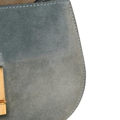 Chloe Suede Smooth Calfskin Mini Drew Shoulder Bag Cloudy Blue 12 of 13