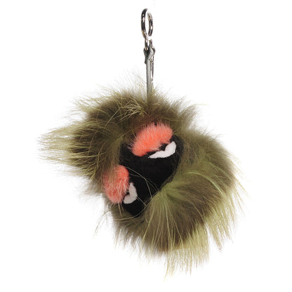 Fendi Fox Mink Rabbit Fur Vitello Flamingo Kooky Monster Bag Bug Charm Verde Multicolor Olive 1 of 5