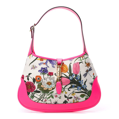 Gucci Canvas Flora Medium Jackie Hobo Fuchsia 1 of 10